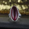 Wedding Rings Vintage Female Red Green Zircon Ring Rose Gold Silver Color Luxury Crystal Oval Thin Engagement For WomenWedding