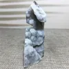 Dekorativa föremål Figurer Natural Sphalerite Tower Geode Druzy Quartz Crystal Mineral Prov Column Wicca Reiki Energy Healing Wand O