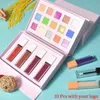 Lip Gloss 19Colors/Set Mirror Glaze Liquid 4 PCS 15 Colors Eyeshadow Palette مجموعات خاصة بملصق خاص مكياج مخصص Cosmeticlip Wish22