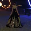 Velvet negro Vestidos de noche marroquíes de la noche con la capa de la capa Golda bordado de la luz de los vestidos de fiesta de cristal Karakou Argerien