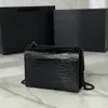 10A najwyższej jakości luksurowe Digners Bag damski 22cm Średni prawdziwy skórzana skórzana alligato kołdana torebka Sunset torebka Crossbody Crossbody Black ramię złotą skrzynkę łańcuchową