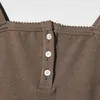 Vintage Brown Slim Cotton Tops Summer Ruffle Trim Sexig fyrkantig krage Y2K Camis Blauses Women Sweet Sweet Slim Crop Top Chic 220331