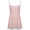 Darlingaga Y2K Doux Mignon Frill Spaghetti Strap Rose Robe D'été De Mode Lolita Dentelle Patchwork Arc Femmes Robe Sexy Robe D'été J220708