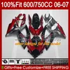 OEM Body for Suzuki GSXR-600 GSXR750 K6 GSX-R750 06-07 Bodywork 130NO.94 GSXR 750CC 600CC 750 600 CC GSXR600 06 07 GSXR-750 2006 2007 Injektionsform Fairing Blue Red Blkk