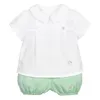 Clothing Sets Baby Boy Summer Outfits Infant Baptism Birthday Clothes Set Toddler White Shirt Green Shorts Spanish Boutique ClothingClothing