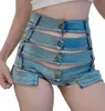 Taille haute femmes Jeans Shorts été Denim coton trou épissage pansement dames maigre Sexy discothèque Super court jean 220419