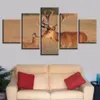 Elk mâle multi-cornes et ses enfants toile HD imprime affiches décor à la maison mur Art photos 5 pièces KIT peintures pas de cadre