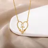 Chaînes Creux Flèche Spirale Coeur Colliers Pour Femmes En Acier Inoxydable Plaqué Zircon Croix Pendentif Collier Esthétique Bijoux GiftChains