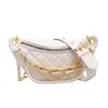 Fanny Packs Lingge Chain Bag Bag Feminino Versão Coreana Feminina Pérola Pérola Pérola Pérola Feminina Moda Moda Bolsa de peito 220627