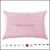 Pillow Case Bedding Supplies Home Textiles Garden Ll Silk Satin Pillowcase Mticolor Ice Zipper C Dh0Q2