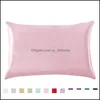 Taie d'oreiller en Satin de soie, fournitures de literie, textile de maison, jardin, Ll, fermeture éclair glacée Mticolor C Dh0Q2