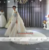 2022 Luksusowe długie rękawy Suknie ślubne syreny z odłączonym pociągiem Vintage High Szyja Muzułmańska suknia ślubna plus size Plus Size Muzułmańska