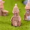 Dekorativa föremål Figurer 1st Wood Rustic Vintage Castle Mini Fairy Garden DecorationDecorative