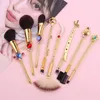 Sailor Moon Makeup 8pcs Anime Magic Wand Wand Cosmetics Brush Set with Pink Pouch Foundation Profession Powder Flat Eyline Blush Brushes Kit