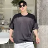 メンズTシャツメンズの非対称性の性格フォールドデザインルーズ黒と白の2色の若者の大きなサイズの韓国語バージョンショートs