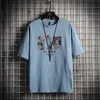 Summer Men's T-Shirts Fashion Personality Graffiti Print O Neck Short Sleeve T Shirt Mens Casual Hip Hop Oversized Top