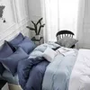 Nordiska sängkläder set blå euro sängklädda lakan och örngott drottning king size duvet cover strips comporter uppsättningar
