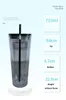 DIY 24oz Clear Plastic Tumblers Flat lock Akrylvattenflaskor med halm Double Walled Portable Office Coffee Mug ￥teranv￤ndbar Transparent Solid Drinking Cups 826