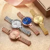 Montres-bracelets WWOOR Élégant Dames Montre Diamant Quartz Bracelet Montres Set Top Femme Robe Poignet Horloge Relogio Feminino