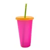 Tuimelaars met deksel en stro drink mok plastic kleur veranderen cup pp materiaal temperatuurdetectiefinten cups magie224k