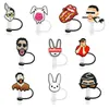 Custom Bad Bunny Soft Silicone Srate Toppers аксессуары покрывают чары повторно используемые брызговицы пить пыли декоративная 8 -мм соломенная вечеринка