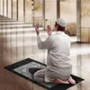 Muslim Prayer Rug Polyester Portable Braided Mats Simply Print with Compass In Pouch Travel Home New Style Mat Blanket 100x60cm FY4602