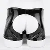 Underbyxor herr underkläder latex hål trosor gay patent läder boxer shorts sissy sexig crotchless erotiska underkläder