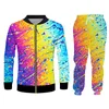 UJWI Survêtement Hiver Mâle 2 pièces Créatif Coloré Gouttes D'eau Costume De Sport 3D Impression Numérique Sweat À Capuche Pour Homme Personnalisé 220615