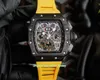 5 Style Top Quality Watches 42mm x 50mm x 16mm RM11-03 Skeleton NTPT Carbon Fiber Sapphire Glass Transparent Mechanical Automatic Mens Men's Watch Wristwatches