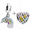 New Popular 925 Sterling Silver Star Rainbow Bead Charm Pendant For Pandora Bracelet Necklace Ladies Girlfriend Men Jewelry Making
