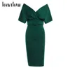 Vrouwen Sexy Herfst Party Club Verjaardag Avond Bodycon Green Midi Potlood Jurk 2021 Fall Wholesale Parts Bulk Clothes Y220413