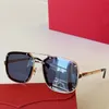 Metall-Sonnenbrille mit Gold-Finish für Herren 0194S, gebürstetes Champagner-Gold-Metall, polierte goldene schraubenförmige Lünette für Herren, schwarze Stegbügel, rechteckige Brille