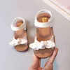 女の子サンダル夏の新しい子供の靴赤ちゃんの弓柔らかい下のファッション滑り止めの靴サンダルベビーガールシューズG220418