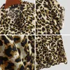 Mäns casual skjortor herr sommar kort ärm leopard tryck skjorta män lapel hals löst knapp upp blus andas streetwear sexig