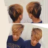 Pixie Cut Short Bob Wig для чернокожих женщин -париков с волосами с челком косплея Бразильская коричневая кость прямая машина полная машина парик 1B30#