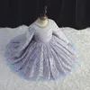 Flickans klänningar dopfest för pärlor spädbarn baby flicka klänning långärmad födelsedag klänning spetstävling vestido prinsessa kläder