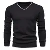 Pulls d'automne hommes pull printemps coton col en V solide pull mince pulls mâle tricots homme grande taille 4XL Style Simple Jersey 220817
