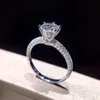 Обручальные кольца S925 Стерлинги для женщин кубический цирконий кольцо кольцо свадебной помолвка роскошные украшения для мелких украшений 1628 Rita22