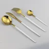 24 st guld servis set spegel cutlery tabellen rostfritt stål plattvaror västerländskt silverkök middag knivsked gaffel bri4759854