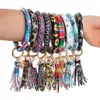 43Style Fille Glands Bracelets En Cuir PU Wrap Porte-clés Léopard Lily Imprimer Porte-clés Bracelet Tournesol Goutte À Goutte Huile Bracelet Bracelet Chaîne