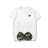 Haute qualité hommes blanc t-shirts Couples mode Camouflage rouge coeur t-shirts femmes col rond manches courtes hauts asiatique taille S-XL