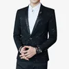 Fashion Men's Jacquard Contrast Collar Blazer Red Black Blue Sequin Slim Blazer Men's Club Prom Dress Tuxedo Suit Coat Jacket 220527