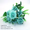 Decorative Flowers & Wreaths Blue Autumn Fake Tea Rose Peony Silk Flower Gerbera Daisy Artificial Plastic Wedding Home Accessories Decoratio