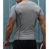 Мужские быстрые сухие фитнес припечатанные Tees Открытый спорт бегущий подъем с короткими рукавами рубашка колготки бодибилдинг вершины Коресте футболка 220418