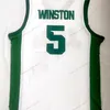 Nikivip Custom Retro Cassius Winston #5 Basketball jersey genaaide witte maat S-4XL Elke naam en nummer van topkwaliteit truien