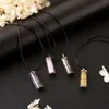 Pendant Necklaces 4pcs Glass Bottle Chip Gemstone Beads Pendent Polyester Rope Adjustable For Women JewelryPendant