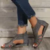 Sandals Black For Women Casual Summer Rhinestone Open Toe Shoes Wedges Strappy Go Walk SandalsSandals