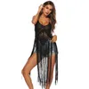 Women's Swimwear Fashion Women Sexy Hollow Out Crochet Bikini Cover Up Halter Open Back Bohemian Seaside Swim Dress Beachwear 2022Women's Wo