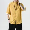 Roupas étnicas chinesas tops vintage masculino camisas de linho de algodão