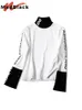 秋冬ヨーロッパの服Tシャツシックなパッチワークの手紙厚い長袖ブラシをかけられた綿トップスT00514A 220402